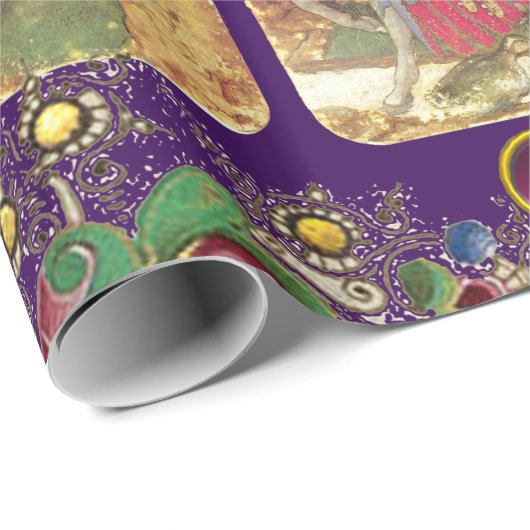 アンティークタロス、ドイツのコートのカード、紫の旗 ラッピングペーパー (ロールコーナー)