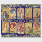 アンティークタロッツ、ドイツのコートのカード、青い旗 ラッピングペーパー (フラット)