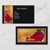 アンティークタロットクイーンオブカップブラック紙 名刺 (正面/裏面)