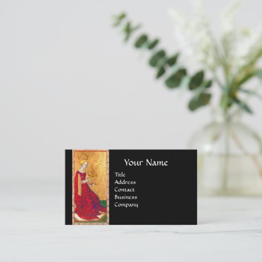 アンティークタロットクイーンズオブカップブラックモノグラム 名刺 (スタンド正面)