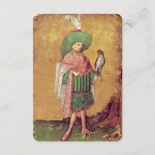 アンティークタロットドイツのコート・カード/《鳥》ハヤブサの大地主 (正面)