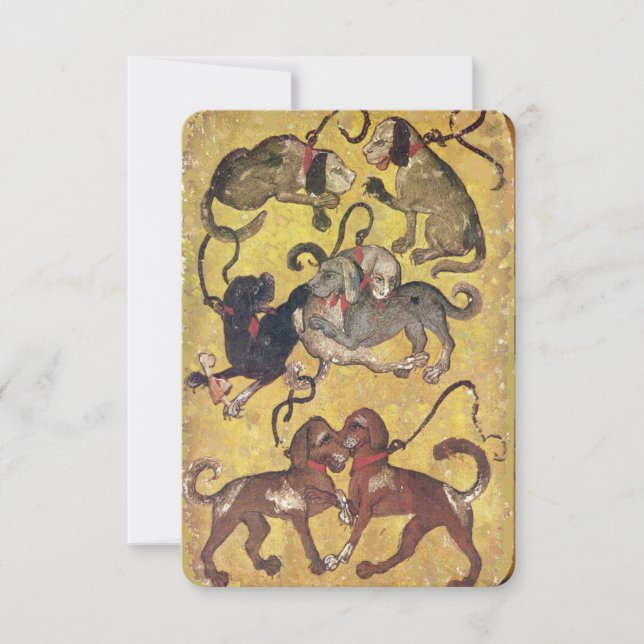 アンティークタロット/ドイツのコートのカード/犬の7 (正面)