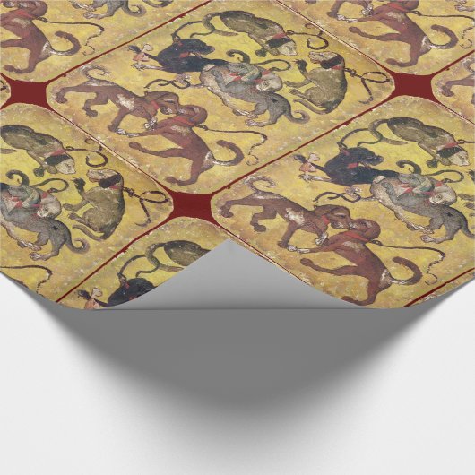 アンティークタロット/ドイツのコートのカード/犬の7 ラッピングペーパー (角)