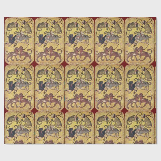 アンティークタロット/ドイツのコートのカード/犬の7 ラッピングペーパー (フラット)