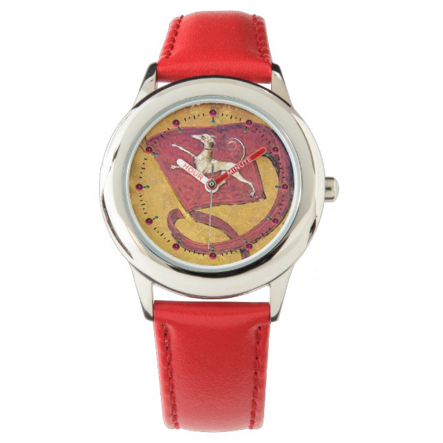 アンティークタロット、ドイツのコートカード犬の赤旗 腕時計 (正面)