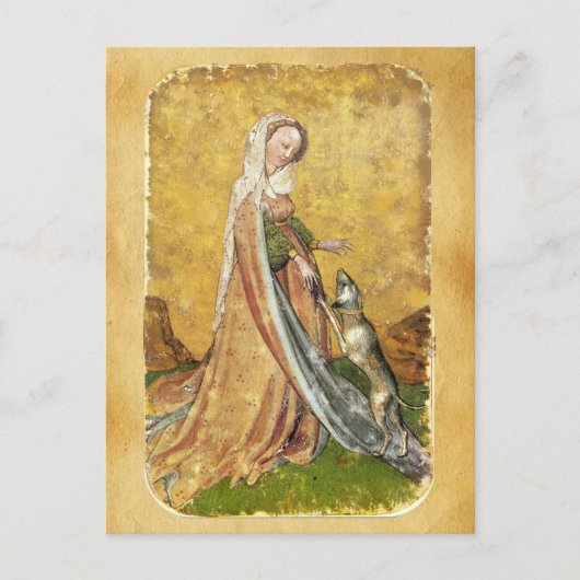 アンティークタロット/ドイツのコート・カード/犬の女性 ポストカード (正面)