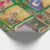 アンティークタロット、ドイツのコート・カード、緑のフローラ ラッピングペーパー (角)