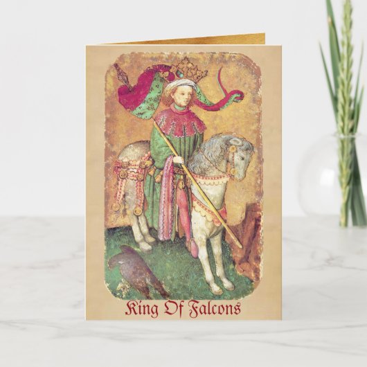 アンティークタロット/ドイツのコート・カード/《鳥》ハヤブサの王 シーズンカード (正面)