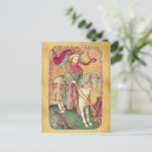 アンティークタロット/ドイツのコート・カード/《鳥》ハヤブサの王 ポストカード (スタンド正面)