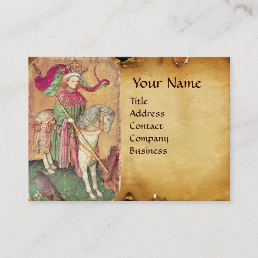 アンティークタロット/ドイツのコート・カード/《鳥》ハヤブサの王 名刺 (正面)
