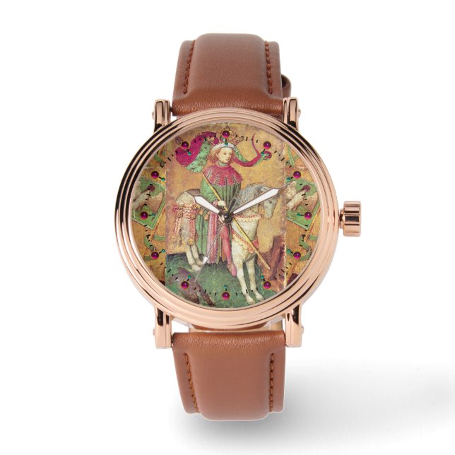 アンティークタロット/ドイツのコート・カード/《鳥》ハヤブサの王 腕時計 (正面)