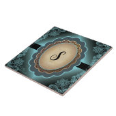 アンティークターコイズレースモノグラムセラミックタイル タイル (側面)