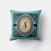 アンティークターコイズレースモノグラム装飾用クッション クッション (裏面)