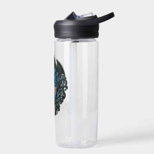 アンティークダイビングヘルメットのシャーク付きエンブレム ウォーターボトル (左面)