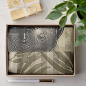 アンティークダイビングヘルメット及び海藻のデコパージュ 薄葉紙 (ギフト)