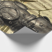 アンティークダイビングヘルメット及び海藻 ラッピングペーパー (角)