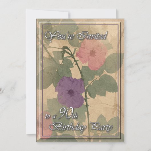 アンティークダスティバラ90誕生日 招待状 (正面)