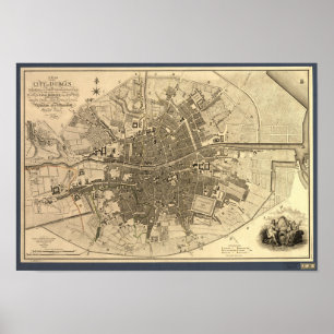 アンティークダブリンアイルランドの地図， 1797 ポスター