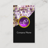 アンティークダマスクパープルジェムストーンモノグラムブラック 名刺 (裏面)