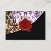 アンティークダマスク赤ワックスシールモノグラムパープル 名刺 (裏面)