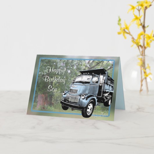 アンティークダンプトラックカスタマイズ-任意の大事な行事 カード (黄色い花)