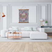 アンティークダーティブルー明るい赤紫色ペルシ動揺してア 吊り下げ型タペストリー