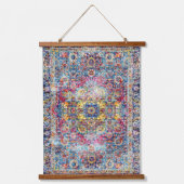 アンティークダーティブルー明るい赤紫色ペルシ動揺してア 吊り下げ型タペストリー (正面)