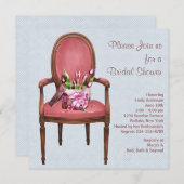 アンティークチェアのチューリップ ブルーの結婚前お披露目パーティー 招待状 (正面/裏面)