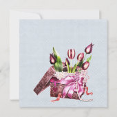 アンティークチェアのチューリップ ブルーの結婚前お披露目パーティー 招待状 (裏面)