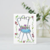アンティークチェアフラワーズスケッチ ポストカード (スタンド正面)