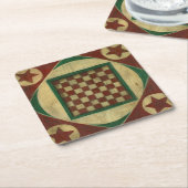 アンティークチェッカーボードバイイーサンハーパー スクエアペーパーコースター (アングル)