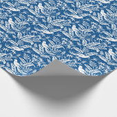 アンティークチノイスリーバードフローラブルー&ホワイト ラッピングペーパー (角)