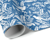アンティークチノイスリーバードフローラブルー&ホワイト ラッピングペーパー (ロールコーナー)