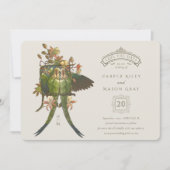アンティークチャームオウムの"Save the Date" 招待状 (正面)