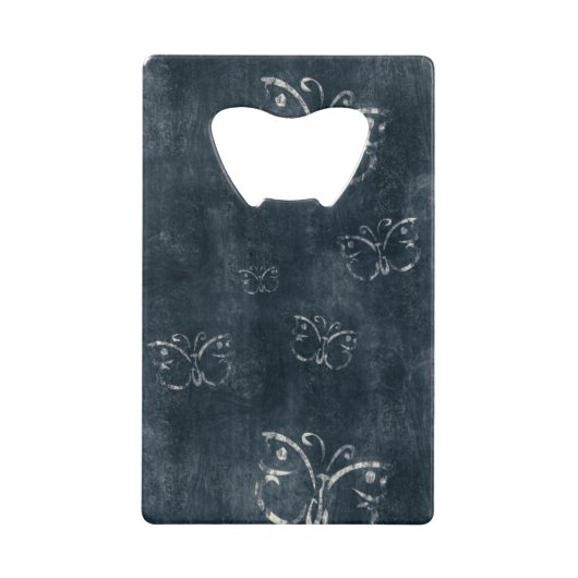 アンティークチョウオンダークブルー クレジットカード栓抜き (正面)