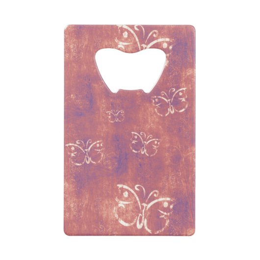 アンティークチョウオンパープル&ピンク クレジットカード栓抜き (正面)