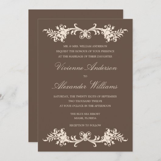 アンティークチョコレート |結婚式招待状 招待状 (正面/裏面)