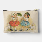 アンティークチルドルウサギ復活祭アート アクセサリーポーチ (裏面)