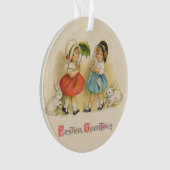 アンティークチルドルウサギ復活祭アート オーナメント (正面)