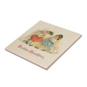 アンティークチルドルウサギ復活祭アート タイル (側面)