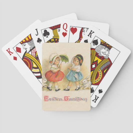 アンティークチルドルウサギ復活祭アート トランプ (裏面)