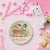 アンティークチルドルウサギ復活祭アート ペーパープレート (パーティー)