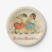 アンティークチルドルウサギ復活祭アート ペーパープレート (正面)