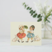 アンティークチルドルウサギ復活祭アート ポストカード (スタンド正面)