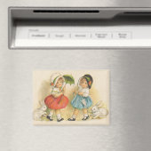 アンティークチルドルウサギ復活祭アート マグネット (インサイチュ (食洗機))