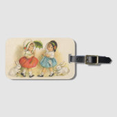 アンティークチルドルウサギ復活祭アート ラゲッジタグ (正面横)