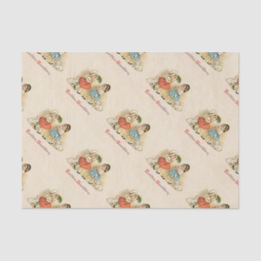 アンティークチルドルウサギ復活祭アート 薄葉紙 (正面)