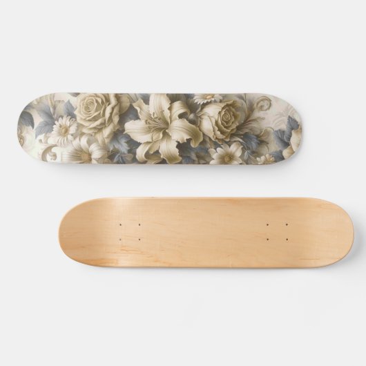 アンティークチンジイエローフローラの完成 スケートボード (横)