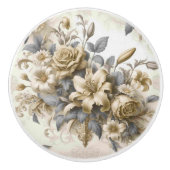 アンティークチンジイエローフローラの完成 セラミックノブ (正面)