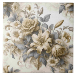 アンティークチンジイエローフローラの完成 タイル